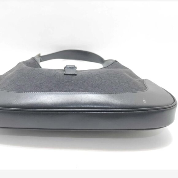 GUCCI JACKIE GG BLACK LEATHER CANVAS SHOULDER BAG - VERY GOOD CONDITION - Picture 3 of 10